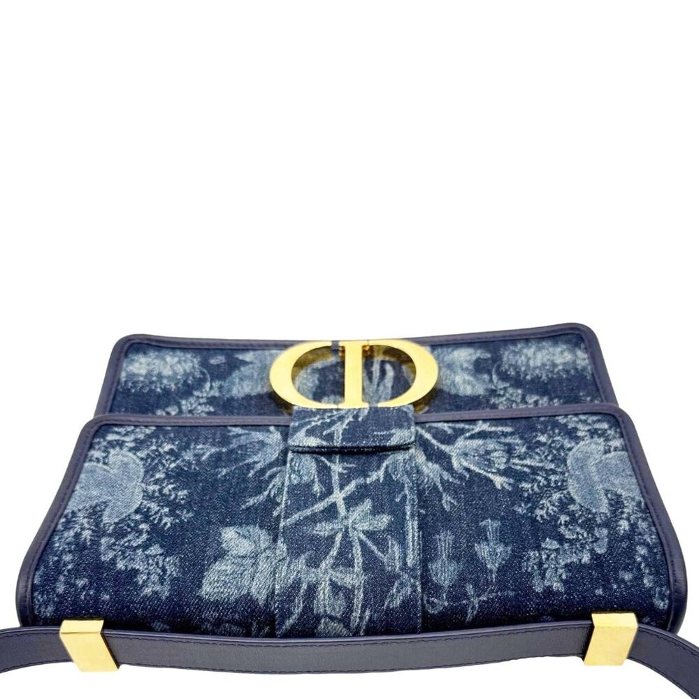 Christian Dior  Montaigne 30 Flowers Print Denim Shoulder Bag Blue - Picture 5 of 13
